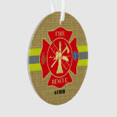 Vetgedrukte brandweerman Maltese Cross Keepsake Ornament (voorkant)