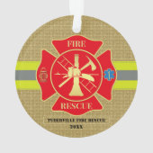 Vetgedrukte brandweerman Maltese Cross Keepsake Ornament (achterkant)