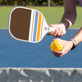 Vetgedrukte cacaobruine witte blauwe gele racingst pickleball paddle