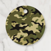 Vetgedrukte camouflage groen, bruin, bruin en zwar bedankjes labels (Achterkant)