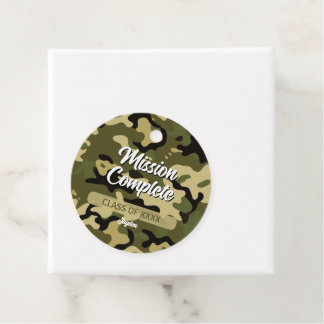 Vetgedrukte camouflage groen, bruin, bruin en zwar bedankjes labels