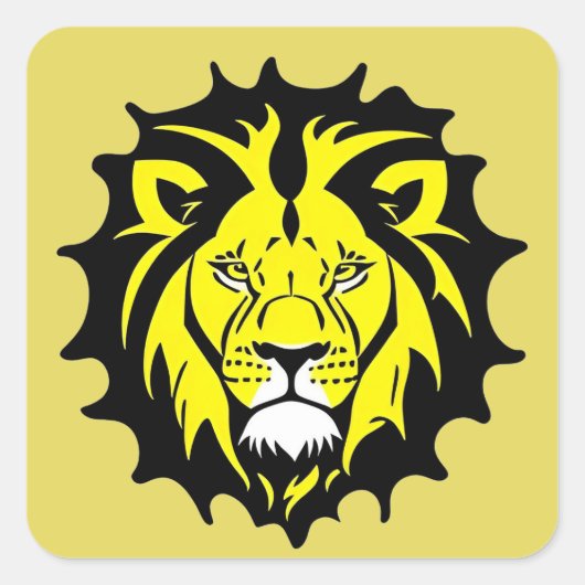 Vetgedrukte Cartoon Lion Head Illustration Vierkante Sticker (Voorkant)