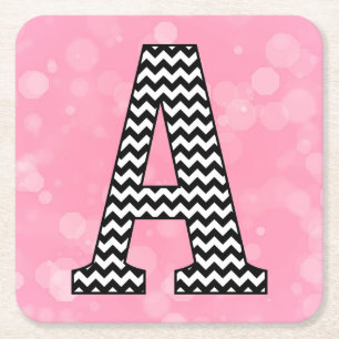 Vetgedrukte Chevron Letter A op Bubblegum Pink Kartonnen Onderzetters