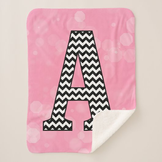 Vetgedrukte Chevron Letter A op Bubblegum Pink Sherpa Deken (Voorkant)