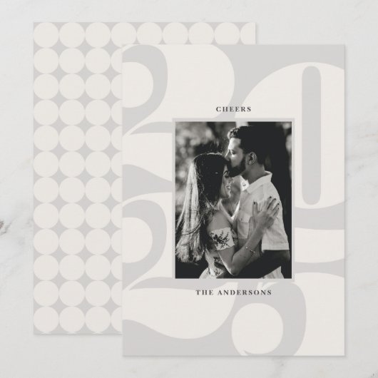 Vetgedrukte cijfers juichen nieuwjaarsfoto toe feestdagenkaart (Voorkant / Achterkant)