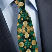Vetgedrukte cirkels van smaragdgroene en gouden st stropdas