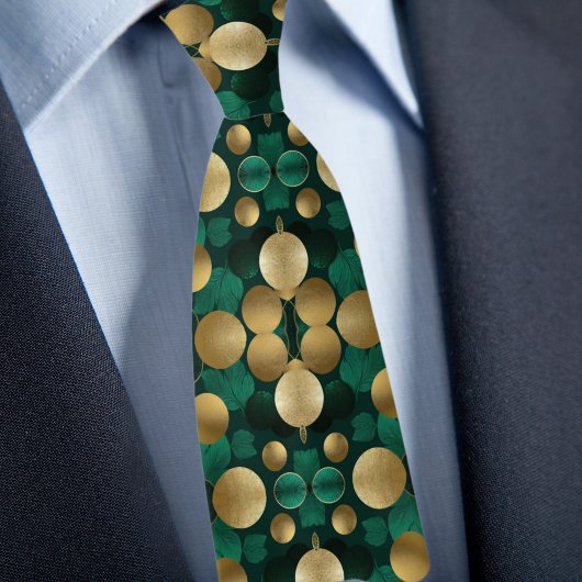 Vetgedrukte cirkels van smaragdgroene en gouden st stropdas