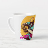 Vetgedrukte cricketspeler Swinging Bat - Sport Vec Latte Mok (Linkerhoek)