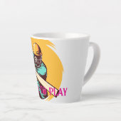 Vetgedrukte cricketspeler Swinging Bat - Sport Vec Latte Mok (Rechterhoek)