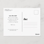 Vetgedrukte datum blauw save the date foto briefka briefkaart (Achterkant)