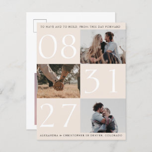 Vetgedrukte datum Triple Photo Save the Date Kaart