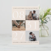 Vetgedrukte datum Triple Photo Save the Date Kaart (Staand voorkant)