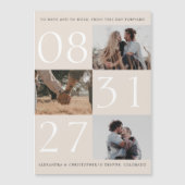 Vetgedrukte datum Triple Photo Save the Date Magne Magnetische Uitnodiging (Voorkant)