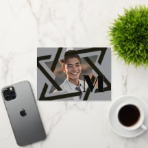 Vetgedrukte Davidsster Foto Bedankt Monogram