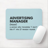 Vetgedrukte definitie van marketingmanager muismat (Met muis)