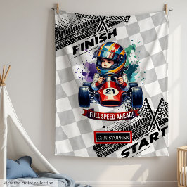 Vetgedrukte deken Sport Auto Rijden Little Boy