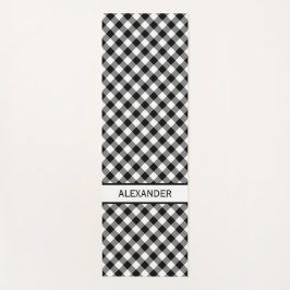 Vetgedrukte diagonaal zwart wit Buffalo Plaid Jouw Yogamat