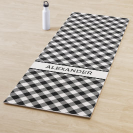Vetgedrukte diagonaal zwart wit Buffalo Plaid Jouw Yogamat