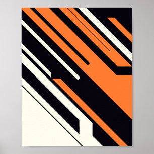 Vetgedrukte diagonale strepen in Sinaasappel, zwar Poster