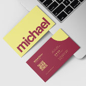 Vetgedrukte eenvoud Rood & Geel Scannable Arcode Visitekaartje