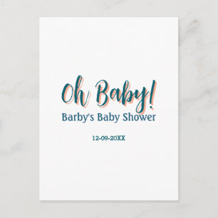Vetgedrukte eenvoudige blauwe oh baby baby shower briefkaart