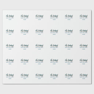 Vetgedrukte eenvoudige blauwe oh baby baby shower cadeaupapier