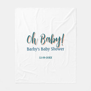 Vetgedrukte eenvoudige blauwe oh baby baby shower  fleece deken