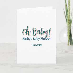 Vetgedrukte eenvoudige blauwe oh baby baby shower kaart