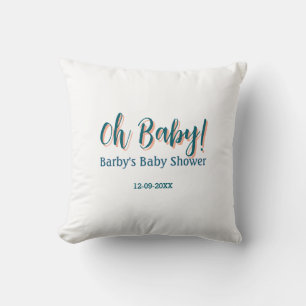 Vetgedrukte eenvoudige blauwe oh baby baby shower kussen