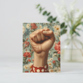 Vetgedrukte eerste bloemige achtergrond briefkaart (Staand voorkant)