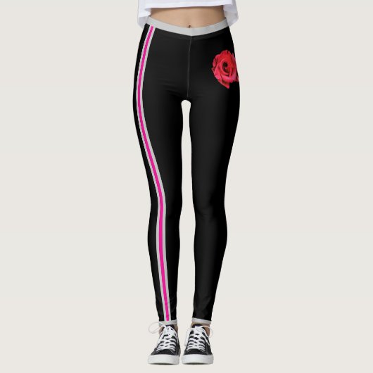 Vetgedrukte elegantie met rode en grijze accenten  leggings (Voorkant)