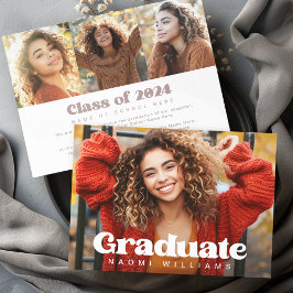 Vetgedrukte elke kleur lettertype 4 foto afstudere aankondiging