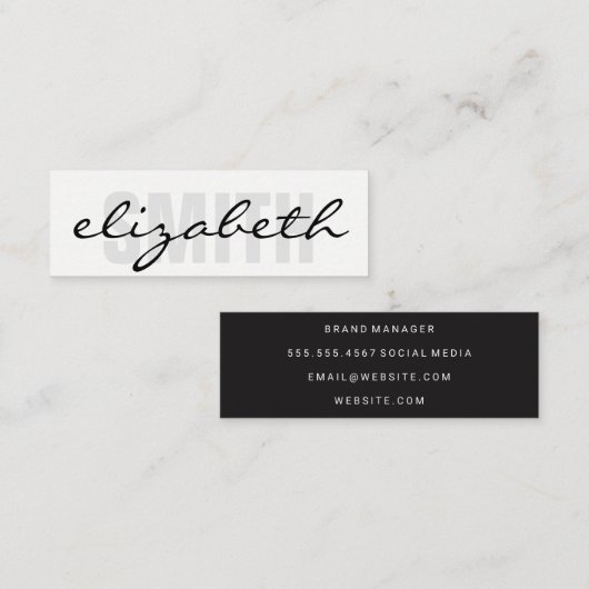 Vetgedrukte en cursieve tekst mini visitekaartje (Voorkant / Achterkant)