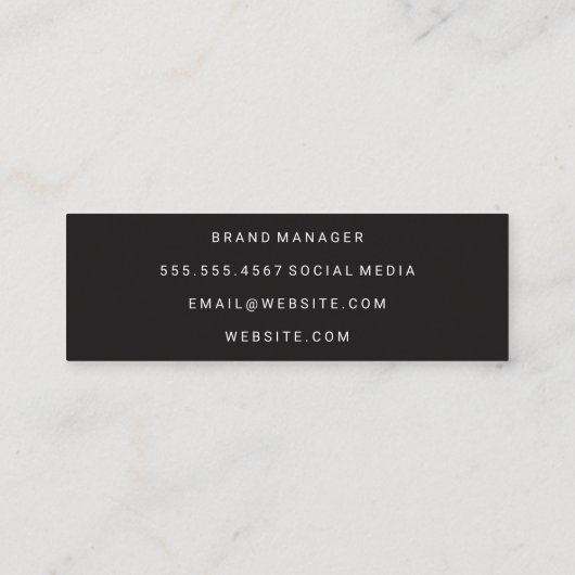 Vetgedrukte en cursieve tekst mini visitekaartje (Achterkant)