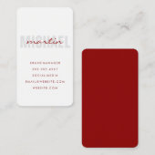 Vetgedrukte en cursieve tekst (rood) visitekaartje (Voorkant / Achterkant)