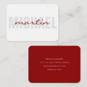 Vetgedrukte en cursieve tekst (rood) visitekaartje (Voorkant / Achterkant)