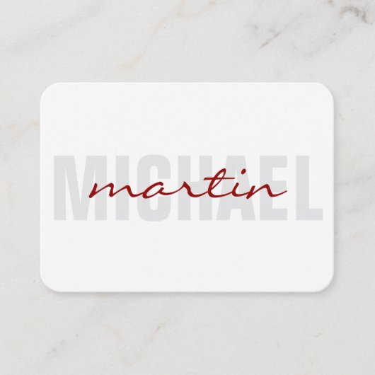 Vetgedrukte en cursieve tekst (rood) visitekaartje (Voorkant)