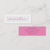 Vetgedrukte en cursieve tekst (roze) mini visitekaartje (Voorkant / Achterkant)