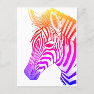 Vetgedrukte en kleurrijke zebra tekening briefkaart