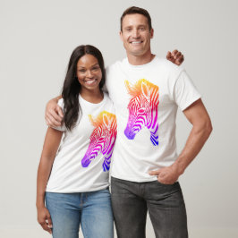 Vetgedrukte en kleurrijke zebra tekening t-shirt