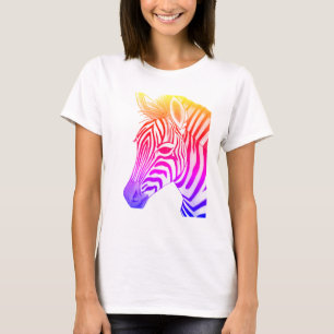 Vetgedrukte en kleurrijke zebra tekening t-shirt