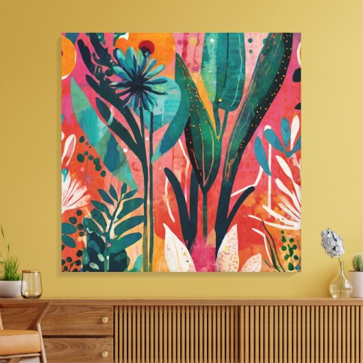Vetgedrukte en levendige bloemenacryl kleurrijke b canvas afdruk (Insitu (Woonkamer))