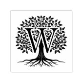 Vetgedrukte enkele Initiaal over Tree of Life #2 Zelfinktende Stempel (Design)