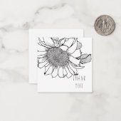 Vetgedrukte enkele zonnebloem bedankt Monogram Bla Notitiekaartje (Voorkant / Achterkant in situ)