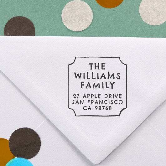 Vetgedrukte familienaam & Hand getrokken Lijst ret Zelfinktende Stempel