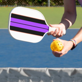 Vetgedrukte felle Paarse zwarte racestrepen op wit Pickleball Paddle