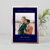 Vetgedrukte Folie Rand De datum opslaan Minimale f Folie Uitnodiging (Staand Voorkant)