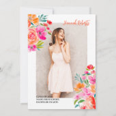 Vetgedrukte foto Boho oranje bloemenafstuderen Aankondiging (Achterkant)