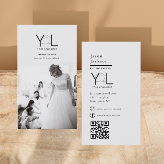 Vetgedrukte Fotograaf QR-code Social Media Foto Visitekaartje