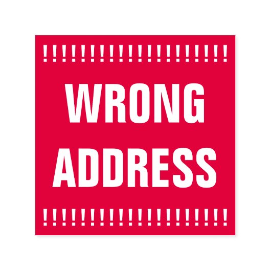 Vetgedrukte "FOUT ADRES" Zelfinkt Rubber Stamp Zelfinktende Stempel (Design)